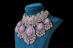 Blush Pink Polki Statement Bridal Choker Set
