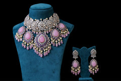 Blush Pink Polki Statement Bridal Choker Set