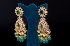 Emerald Drop Kundan Statement Necklace Set