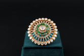 Emerald Enamel Kundan Statement Ring
