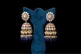 Polki Jhumka Set With Blue Hanging