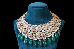 Polki Diamond & Emerald Bridal Necklace Set