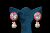 Kundan Round Stud with White Pearl Drop