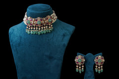 Pink Floral Designer Choker Set