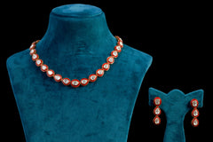 Classic Ruby Halo Necklace Set