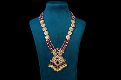 Ruby Beaded Kundan Long Necklace Set