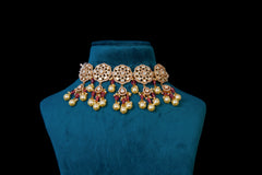 Royal Pearl & Ruby Drop Choker Set