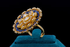 Royal Sapphire Floral Kundan Ring