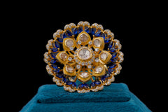 Royal Sapphire Floral Kundan Ring