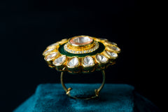 Green Polki Fusion Ring