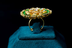 Emerald Bloom Kundan Statement Ring