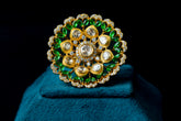 Emerald Bloom Kundan Statement Ring