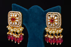 Ruby Pearl Chandelier Statement Earrings