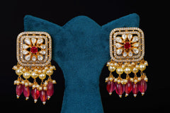 Ruby Pearl Chandelier Statement Earrings