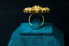 Emerald Floral Kundan Statement Ring