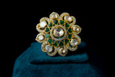 Emerald Floral Kundan Statement Ring