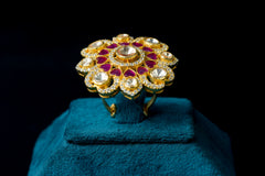 Ruby Floral Kundan Statement Ring