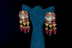 Ruby Beaded Kundan Long Necklace Set