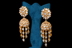 Diamond Floral Jhumka Tassel Earrings