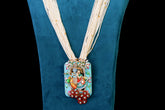 Divine Blue Radha Krishna Silver Pendant