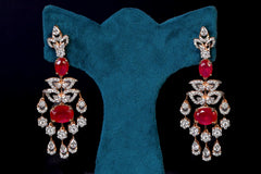 Cherry Red Stone CZ Necklace Set