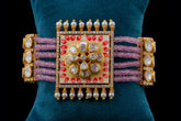 Polki Diamond Floral Pink Beaded Bracelet