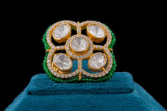 Emerald Elegance Kundan Ring