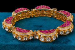Pink Enamel Polki Diamond Designer Bracelet