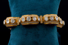 Pink Enamel Polki Diamond Designer Bracelet