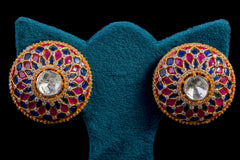 Ruby & Sapphire Enamel Polki Stud Earrings