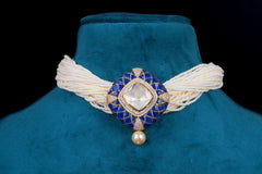 Polki Blue Pearl Elegance Choker Set