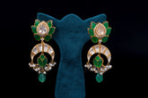 Emerald Polki Lotus Drop Earrings