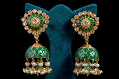 Enamel Polki Jhumka Earrings