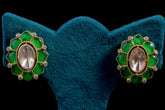 Enamel Polki Floral Stud Earrings