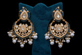 Sapphire Enamel Polki Chandbali Earrings