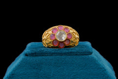 Floral Ruby Kundan Statement Ring