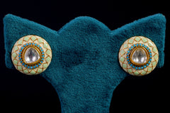 Mint Enamel Polki Stud Earrings