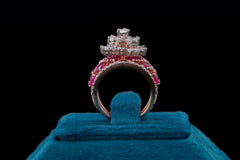 Blushing Rose Design Diamond Ruby Ring