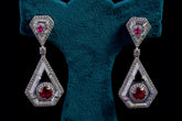Ruby & Diamond Geometric Drop Earrings