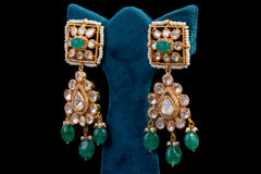 Drop Polki Diamond Statement Earrings