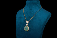 Polki Green Stone Pendant Necklace Set