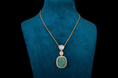 Polki Green Stone Pendant Necklace Set