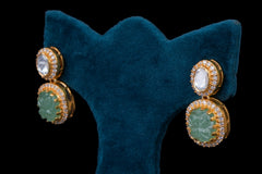 Polki Green Stone Pendant Necklace Set