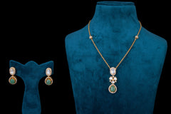 Polki Green Stone Necklace Set