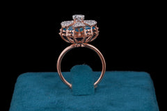 Diamond Floral Cluster Ring with Blue Sapphire Accents