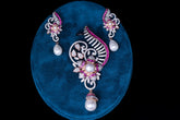 Pearl Ruby Diamond Paisley Pendant Set