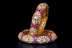 Royal Ruby Polki Designer Bangles