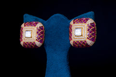 Ruby Enamel Polki Stud Earrings