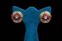 Royal Heritage Silver Necklace Set with Ruby & Green Stone Detailing