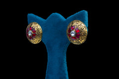 Royal Heritage Silver Necklace Set with Ruby & Green Stone Detailing